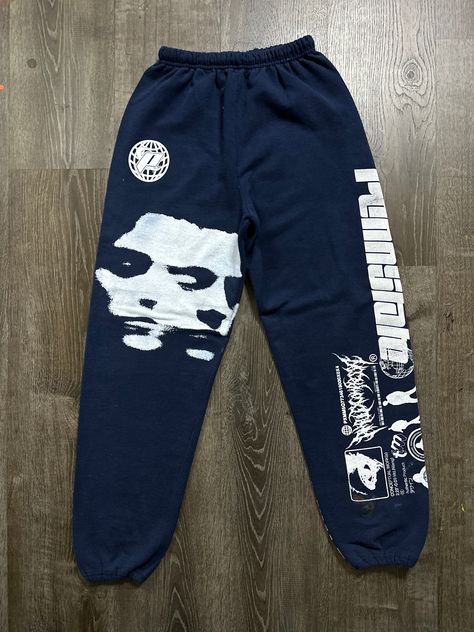 Custom Sweatpants, Vintage Sweatpants, Up Cycle, Penn State University, Painted Silk, Grey Outfit, Over Size, Hand Painted Silk, Custom Sweatshirts