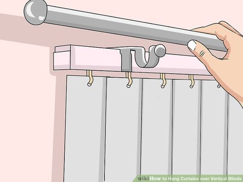 Simple Ways to Hang Curtains over Vertical Blinds: 13 Steps Curtains Over Vertical Blinds, Replace Vertical Blinds, Vertical Blinds Makeover, Sliding Glass Door Blinds, Curtains Over Blinds, Installing Curtain Rods, Sliding Glass Door Curtains, Apartment Curtains, How To Hang Curtains