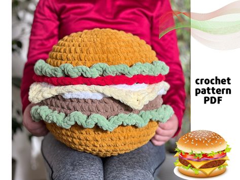 Unlock endless creativity with our crochet patterns! Click the link above to explore and start your next project today. #CrochetPatterns #DIYCrochet 👮‍♀️ Giant Strawberry Crochet Pattern, Movie Inspired Crochet, Free Weird Crochet Patterns, Burger Crochet, Crochet Business Ideas, Crochet Burger, Giant Amigurumi, Crochet Popsicle, Burger Plush