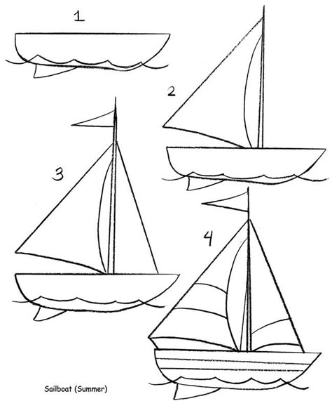 How To Draw Ship, Sailboat Drawing Simple, How To Draw A Ship, Small Boat Drawing, How To Draw A Boat, Sailing Boat Drawing, Boat Drawing Simple, Drawing Ship, Sailboat Drawing