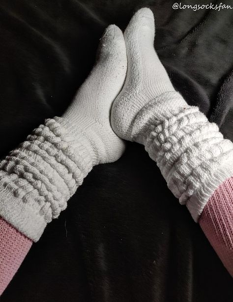 White slouch socks over pink thigh highs | longsocksfan | Flickr Pink Thigh Highs, Slouch Socks, White Sock, Sweet Snacks, Mens Socks, Leg Warmers, Thigh Highs, Socks, Lingerie