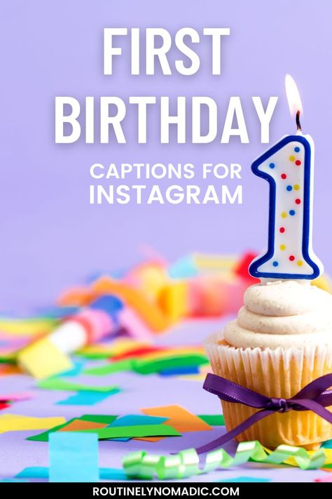 Cupcake with candle and happy first birthday captions for Instagram 1st Birthday Letters To Baby, One Year Birthday Quotes, Quotes For First Birthday, First Birthday Sayings, 1st Birthday Post Caption, 1st Birthday Sayings, Baby Birthday Caption, Daughter First Birthday Quotes, First Birthday Quotes For Son