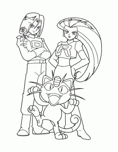 Rocket Coloring Sheet, Rocket Coloring, Meowth Pokemon, Pokemon Coloring Sheets, Pikachu Coloring Page, Pokemon Team Rocket, Baby Pokemon, Pokemon Sketch, Pokemon Poster