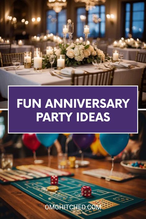 Looking for fun ways to celebrate your wedding anniversary? You’re in luck! Discover awesome party ideas that will make this special day unforgettable. Whether you prefer a cozy dinner with loved ones, a fun backyard activity, or exciting themed events, we have plenty of ideas to inspire your celebration. Gather ideas for romantic decorations, fun games, and delicious menus. Celebrate your love and cherish those wonderful moments together with these exciting anniversary party suggestions! Save this and get ready to celebrate. Indian 25th Anniversary Ideas, Party Decorations Anniversary, 50th Wedding Anniversary Dinner Ideas, Anniversary Party Ideas Themes, Platinum Anniversary Party Ideas, Sorority Anniversary Ideas, 50th Anniversary Guest Book Ideas, Anniversary Party Theme Ideas, Anniversary Party Ideas 10 Year