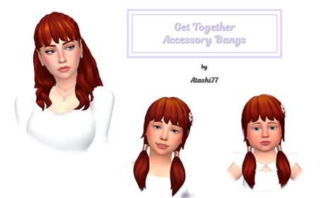 Get Together Accessory Bangs: | Atashi77 on Patreon Sims 4 Get Together, Ts4 Hair, Sims Hair, Side Bangs, Sims 4 Cas, Different Hairstyles, Maxis Match, Sims Cc, Facial Hair