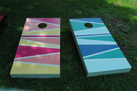 Custom Cornhole boards that I recently made. Cornhole Board Stain Designs, Cornhole Boards Designs Diy Paint Easy, Girly Cornhole Boards, Cornhole Paint Ideas Diy, Cornhole Paint Ideas Design, Fun Cornhole Board Designs, Corn Hole Paint Ideas, Corn Hole Boards Designs Paint Diy, Cute Cornhole Boards