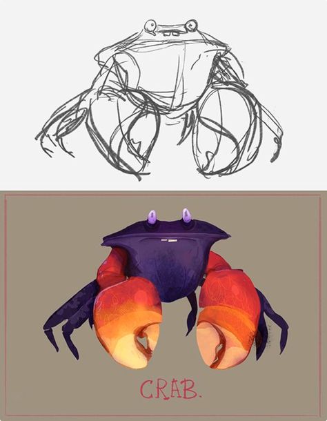 Crab Cartoon, Cartoon Sea Animals, Crab Art, Cartoon Monsters, Alien Concept Art, Crustaceans, Animal Sketches, Illustration Character Design, Children's Book Illustration