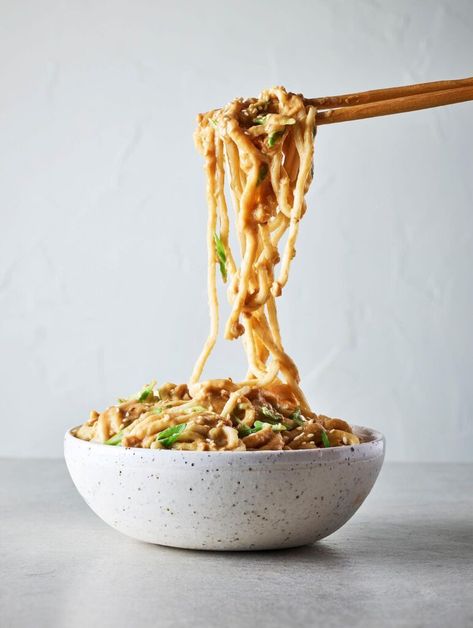 Peanut Butter Noodles Recipe, Peanut Butter Noodles, Butter Noodles, Wheat Noodles, Buttered Noodles, Pig Roast, Toasted Sesame Seeds, New Cookbooks, Peanut Sauce