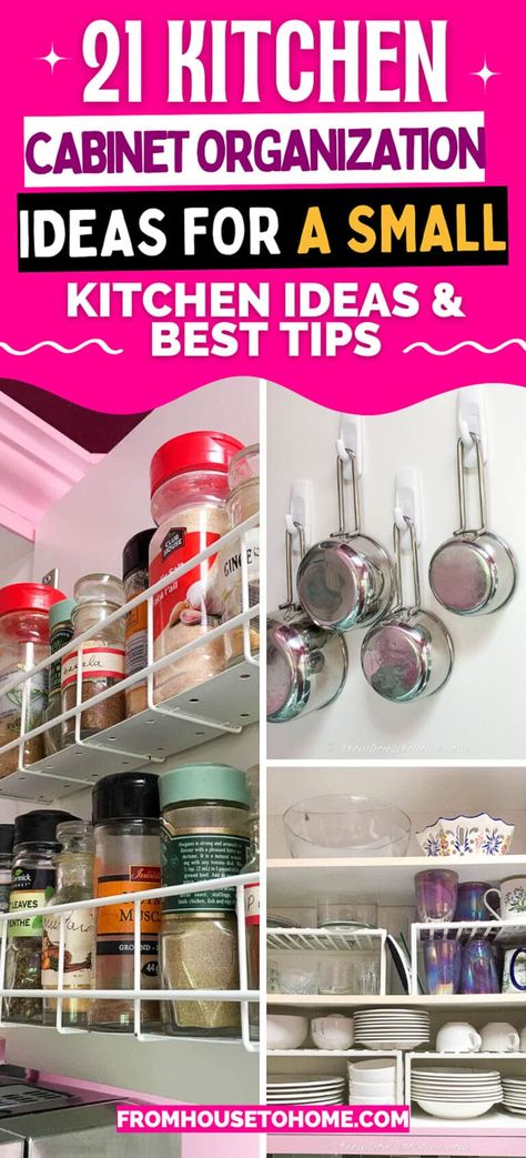 21 Kitchen Cabinet Organization Ideas For A Small Kitchen Organizing Ideas Bathroom, Ideas For A Small Kitchen, Tackle Organization, Bathroom Organizing Ideas, Organize Your Kitchen Cabinets, Cabinet Organization Ideas, Small Room Diy, Trendy Kitchen Design, Kitchen Cabinet Organization Ideas