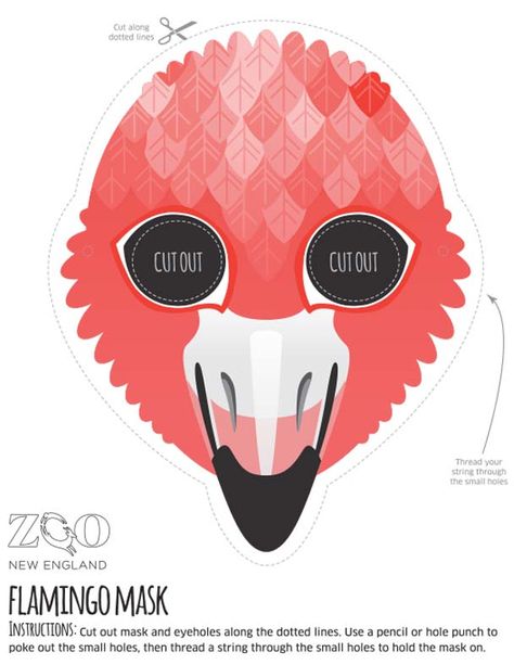 Flamingo Mask | Zoo New England Flamingo Mask For Kids, Flamingo Mask Diy, Jumanji Costume, Flamingo Mask, Nautical Ideas, Flamingo Costume, Theme Carnaval, Flamingo Party, Kids Corner