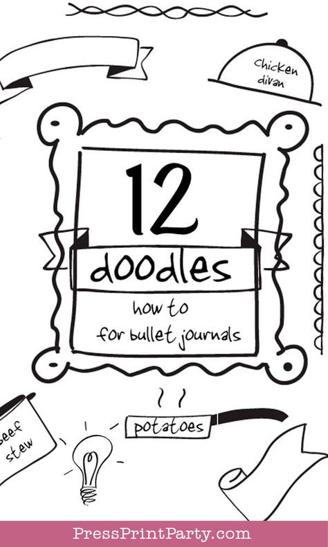 12 doodles how to for your bullet journal ideas and inspiration step by step. Easy drawings for bullet journals and planners (bujo). Banner ideas how to draw. Get fun doodle for coffee, ideas, banners, borders etc. by Press Print Party! Fonts Doodle, Banner Doodle, How To Doodle, Fun Doodles, Doodle Font, Planner Doodles, Bullet Journal Font, Journal Fonts, Bullet Journal Banner