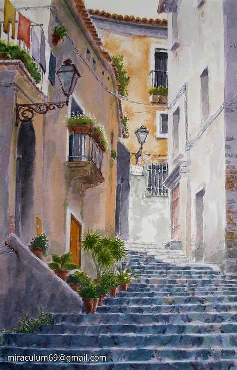 Scalea, Calabria Italy. Watercolor 40 x 26 cm. M.Zielinski | Watercolor art landscape, Architecture drawing art, Watercolor images Watercolor Italy Landscapes, Italy Watercolor Paintings, Acrylic Paint Art Ideas, Italy Paintings, Italy Sketches, Minimalist Acrylic Painting, Italy Watercolor, Italy Illustration, Architecture Italy