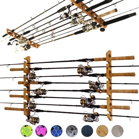 PRICES MAY VARY. FISHING ROD STORAGE RACK: Our horizontal fishing rod holder is a simple yet effective garage organization solution for your fishing accessories and fishing gear storage, allowing you to keep up to 8 rod and reel combos protected in the same location HIGHLY-FUNCTIONAL DESIGN: This fishing rod holder features deep grooves that securely hold fishing gear in place, preventing slippage. This garage organization solution has adjustable spacing from the bottom and the top to accommodat Fishing Pole Storage, Fishing Gear Storage, Fishing Pole Holder, Fishing Rod Storage, Gear Storage, Fishing Shop, Fishing Rod Holder, Fishing Pole, Rod Holder