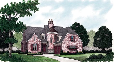 Moscato Luxury European Home  from houseplansandmore.com Storybook Cottage House Plans, Storybook House Plan, Turret House, Circular Staircase, Secret Passage, Storybook House, Victorian House Plans, Secret Passages, Storybook Homes