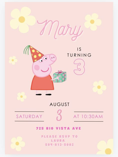 Peppa Pig Birthday Party Invitations, Peppa Pig Birthday Ideas, Pig Birthday Decorations, Peppa Pig Birthday Decorations, Peppa Pig Christmas, Gigi Birthday, Peppa Pig Party Ideas, Peppa Pig Invitations, Peppa Pig Birthday Invitations