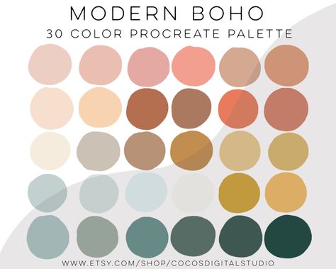 Color Palette Cool, Boho Wedding Guest Book, Boho Wedding Guest, Procreate Color Palette, Color Schemes Colour Palettes, Diy Vanity, Bohemian Colors, Boho Theme, Painting Inspo