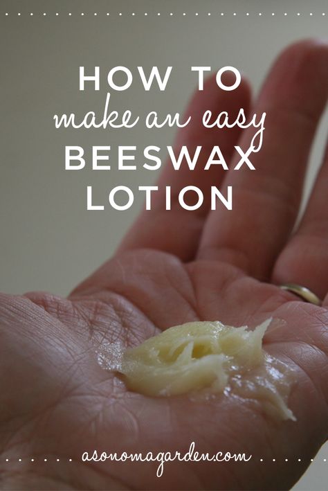 how to make an easy beeswax lotion using only 4 ingredients Hand Lotion Recipe, Olive Oil Lotion, Beeswax Lotion, Beeswax Recipes, Lotion Recipe, Diy Lotion, Homemade Lotion, Diy Cosmetics, Homemade Remedies