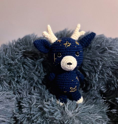 Celestial Crochet Patterns, Crochet Antlers, Crochet Celestial, Fawn Amigurumi, Celestial Crochet, Woodland Crochet, Dark Blue Crochet, Crochet Taxidermy, Deer Crochet Pattern