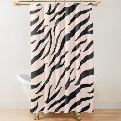 Extra-long decorative fabric shower curtains with 12 button holes. Comes ready to hang. Vivid, full-color printed on front and white on back. Fits most standard size tubs and showers. Pink and black striped design for articles or clothing Button Holes, Expressive Art, Fabric Shower Curtains, Pink And Black, Fabric Decor, Stripes Design, Shower Curtains, Black Stripes, Extra Long