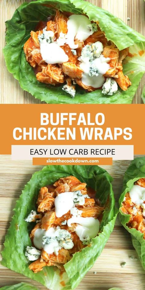 These buffalo chicken lettuce wraps are super quick and simple to make with just a handful of ingredients. Ready to serve in just 15 minutes, they are great to serve as an appetizer or as a light lunch or dinner. Gluten-free, high in protein and keto friendly, they are packed full of delicious flavors, and are a great way to use up leftover chicken. #shreddedbuffalochicken #chickenlettucewraps #lowcarbappetizer Keto Buffalo Chicken Lettuce Wraps, Buffalo Lettuce Wraps, Buffalo Chicken Lettuce Boats, High Protein Lettuce Wraps, Light Eating, Keto Buffalo Chicken, Buffalo Chicken Lettuce Wraps, Shredded Buffalo Chicken, Leftover Chicken Breast