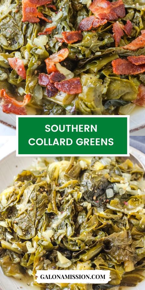 Southern Collard Greens Recipe, Greens With Bacon, Greens Recipe Soul Food, Collard Greens With Bacon, Southern Style Collard Greens, Southern Collard Greens, Collard Greens Recipe, Easy Vegetable Side Dishes, Pasta Side Dishes