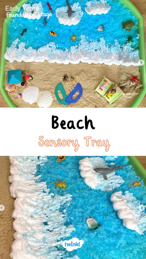 How great is this beach tuff tray!? For more summer tuff tray ideas click the pin. Thanks to @tufftraytinkerer for sharing! Farm Animals Tuff Tray, Summer Tuff Tray Ideas Preschool, Nursery Ideas Activities, Beach Tuff Tray Ideas, Summer Tuff Tray Ideas Eyfs, Beach Tuff Tray, Summer Tuff Tray, Summer Tuff Tray Ideas, Tuff Tray Ideas Toddlers