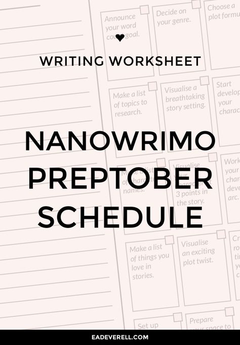 Nanowrimo Prep Worksheets, Nanowrimo Preptober, Writing Calendar, Nanowrimo Prep, National Novel Writing Month, Writers Notebook, Writing Challenge, Writing Journal, Book Writing Tips