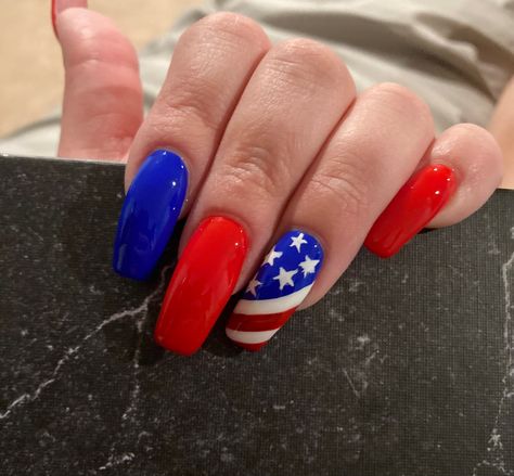 Usa Flag Nails, American Nails Acrylic, Red White And Blue Nail Ideas, Red White And Blue Marble Nails, Red White And Blue Acrylic Nails, Patriotic Acrylic Nails, Red White And Blue Gel Nails, Fourth Of July Nails Almond Shape, Patriotic Nail Designs Red White Blue