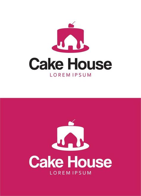 Cake House Logo Design, Vector Cake House Logo, Food Logo Ideas Creative, Food Logo Ideas, Logo Ideas Creative, Cake Shop Design, Cake Design Inspiration, Cake House, Cake Logo Design, House Logo Design