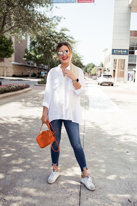 Houston fashion blogger Uptown with Elly Brown shares 2 ways to wear the perfect Oversized Button Down Shirt this summer. Oversized Button Down Shirt Outfit, Button Down Shirt Outfit, Street Style Oversized, Casual Outfits For Moms, Oversized Button Down Shirt, Houston Fashion, Fashion And Beauty Tips, Closet Staples, Mom Outfits