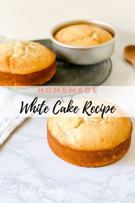 Learn how to make this perfectly moist white cake recipe.  Did you know the main difference between vanilla cake and white cake? Technically, both cakes are vanilla, but the main difference is that vanilla cake uses whole eggs or egg yolks while white cake uses egg whites.  White cake is a great recipe to have… Cakes With Egg Whites, Egg White Cake Recipe, 8 Inch Vanilla Cake Recipe, Easy White Cake, Moist White Cake Recipe, Egg White Cake, Perfect White Cake Recipe, Fluffy White Cake, Homemade White Cakes