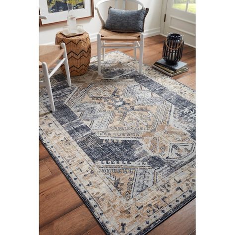 allen + roth with STAINMASTER Lydia 9 X 12 (ft) Blue-ivory Indoor/Outdoor Medallion Area Rug in the Rugs department at Lowes.com Rv Decorating Ideas, Rv Decorating, Medallion Area Rug, Allen Roth, Outdoor Rugs Patio, Bedroom Redo, Rv Decor, Full Time Rv, Patio Rugs