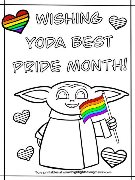 Baby yoda with Pride flag click and print Pride Coloring Pages Free Printable, Pride Coloring Sheets, Pride Printables, Pride Coloring Pages, Pride Activities, School Based Therapy, Teen Activities, Passive Programs, Storytime Crafts