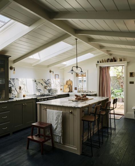 The Flint House, Flint House, Green Shaker Kitchen, Classic English Kitchen, Inspiring Kitchens, American Thanksgiving, Wall Cupboards, Devol Kitchens, Under Stairs Cupboard