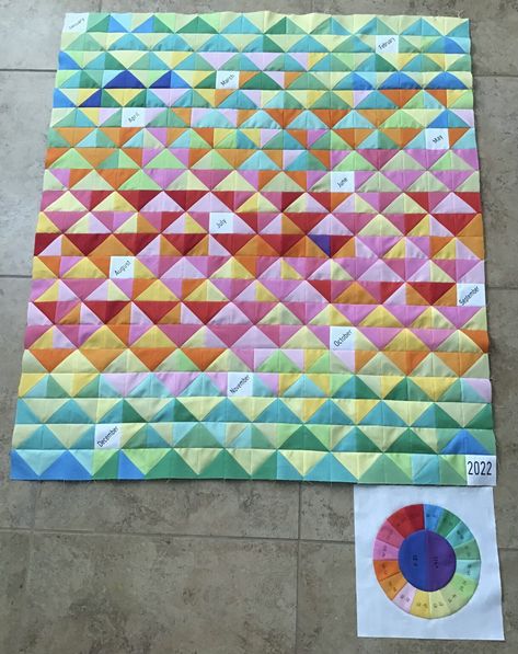 Monochromatic Quilt Patterns, Temperature Quilt Ideas And Designs, Temperature Quilts, Temperature Quilt, Monochromatic Quilt, Modern Quilting Designs, Temperature Blanket, Start Quilting, Half Square Triangle Quilts