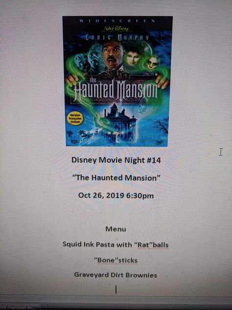 Haunted Mansion Movie Night, Haunted Mansion Food, The Haunted Mansion Movie, Haunted Mansion Movie, Saturday Night Movie, Themed Nights, Disney Movie Night Dinner, Movie Food, Movie Night Dinner