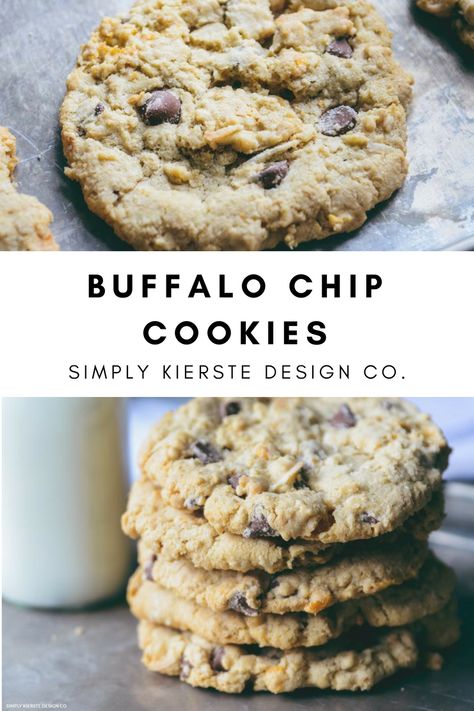 Buffalo Chip Cookies| Kitchen Sink Cookies #cookies #easycookies #cookierecipe #oatmealcookies #chocolatechipcookies #kitchensinkcookies #buffalochipcookies #easydesserts #afterschoolsnacks #schoollunchideas #giantcookies Cow Chip Cookies Recipes, Buffalo Cookies Recipe, Buffalo Chip Cookies, Garbage Cookies Recipes, Buffalo Cookies, Christmas Platters, Sink Cookies, Kitchen Sink Cookies, Bakery Cookies