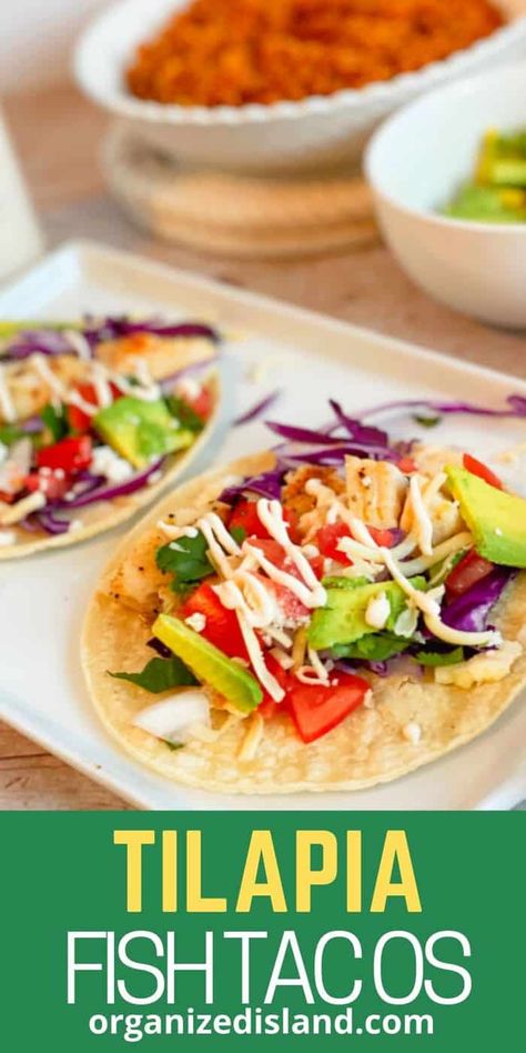 Tilapia Fish Tacos Tilapia Taco, Fish Burrito, Tilapia Fish Tacos, Fish Tacos Tilapia, Tilapia Tacos, Fish Taco Sauce, Slow Cooker Pasta Recipes, Sea Foods, Tilapia Fish