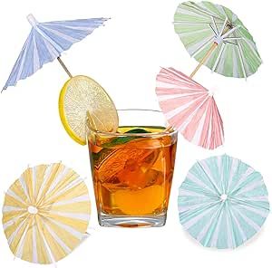 Cunhill 150 Pcs Drink Umbrellas Cocktail Picks Parasol Cocktail Umbrellas Sticks with Wood Toothpicks Vertical Stripes Paper Umbrella for Drinks for Summer Hawaiian Party Decoration Cupcake Toppers Drinks For Summer, Tropical Accessories, Beach Cupcakes, Cocktail Decorations, Drink Umbrellas, Drink Decorations, Paper Umbrella, Cocktail Umbrellas, Hawaiian Party Decorations