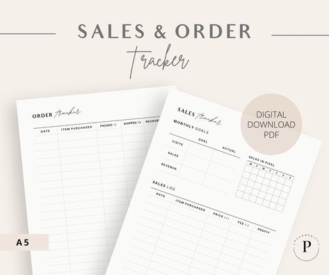 Sales Planner, Direct Sales Planner, A5 Planner Printables, Order Tracker, Daily Work Planner, Sales Tracker, Business Printables, Planner Business, Small Business Planner