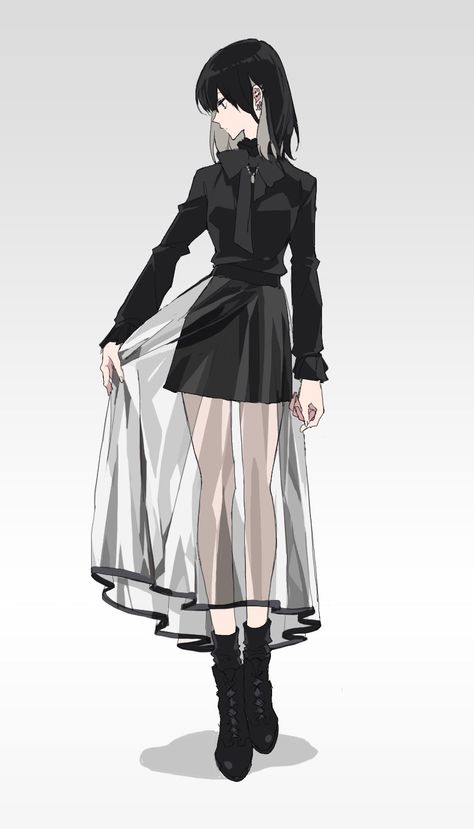 Anime Clothes Outfits Reference, Anime Black Outfit, Anime Casual Clothes, Combat Dress, Celana Jogger Wanita, Clothing Design Sketches, Anime Inspired Outfits, Drawing Anime Clothes, Dress Design Sketches