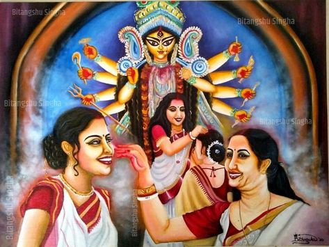 Durga Puja Festival Drawing, Durga Puja Composition Drawing, Kolkata Sketch, Durga Puja Drawing, Durga Pandal, Surreal Art Painting, Firework Painting, Adi Shankaracharya, Durga Ma