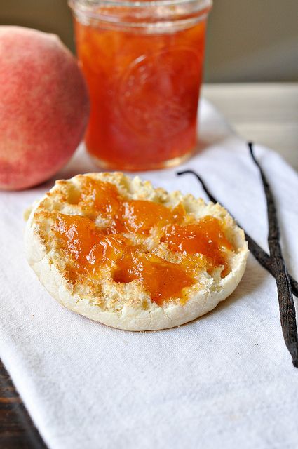 Peach Vanilla Bean Jam by Courtney | Cook Like a Champion Cinnamon Peach Jam, Peach Honey Jam, Vanilla Peach Jam Recipe Canning, Peach Jalapeño Jam Recipe Canning, Vanilla Bean Peach Jam, Cooking Tomatoes, Peach Jam, Jam And Jelly, Jams & Jellies