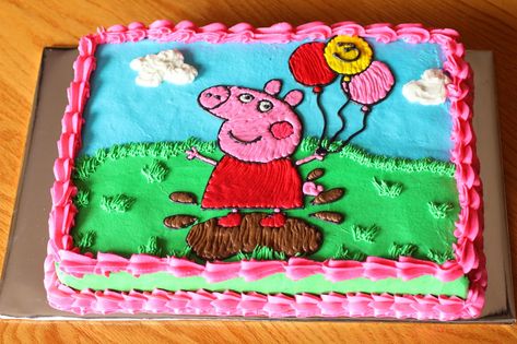 Peppa Pig Sheet Cake, Pig Sheet Cake, Sheet Cake Ideas, Pig Baby Shower, Peppa Pig Baby, Half Sheet Cake, Peppa Pig Birthday Cake, Pig Birthday Cakes, Birthday Sheet Cakes