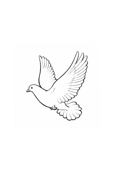 White Pigeon Drawing, Simple Dove Tattoo Design, White Pigeon Tattoo, Dove Flying Tattoo, Dove Tattoo Outline, Dove Tattoo Stencil, Pigeon Tattoo Design, Paloma Tattoo, Dove Line Art