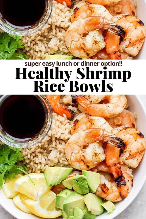 Shrimp Bowl Healthy Easy, Rice Bowls With Shrimp, Healthy Shrimp Rice Bowls, Shrimp And Rice Bowl Recipe, Shrimp Bowls Healthy, Rice Bowl Recipe Healthy, Shrimp And Rice Bowl, Shrimp Rice Bowl Recipe, Shrimp Bowl Recipe