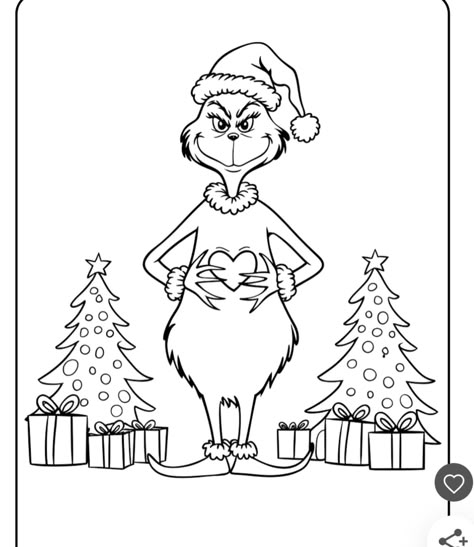 Christmas Drawing Grinch, Grinch Drawing Art, Grinch Images Free Printable, Grinch Drawing Easy, Grinch Outline, Grinch Template, The Grinch Characters, The Grinch Coloring Pages, Drawing Grinch