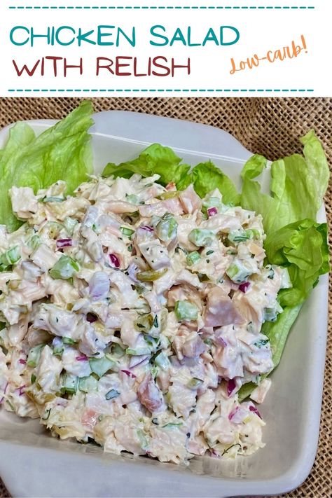 Chicken Salad Recipe With Relish, Recipe For Chicken Salad, Canned Chicken Salad Recipe, Low Carb Chicken Salad, Cracker Barrel Recipes, Homemade Chicken Salads, Sweet Relish, Rotisserie Chicken Salad, Can Chicken Recipes