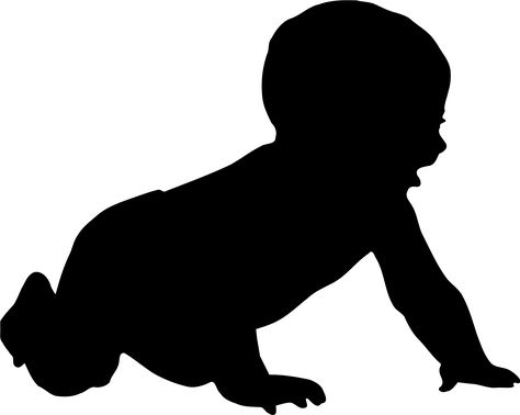 Baby silhouette by @gringer, Silhouette of baby_01 by kotik, edges filled in with Gimp, converted to all black, then traced and cleaned up slightly in Inkscape, on @openclipart Fairy Templates, Superhero Clipart, Transférer Des Photos, Baby Superhero, Baby Silhouette, Silhouette Frames, Free Clipart Images, Siluete Umane, Crawling Baby