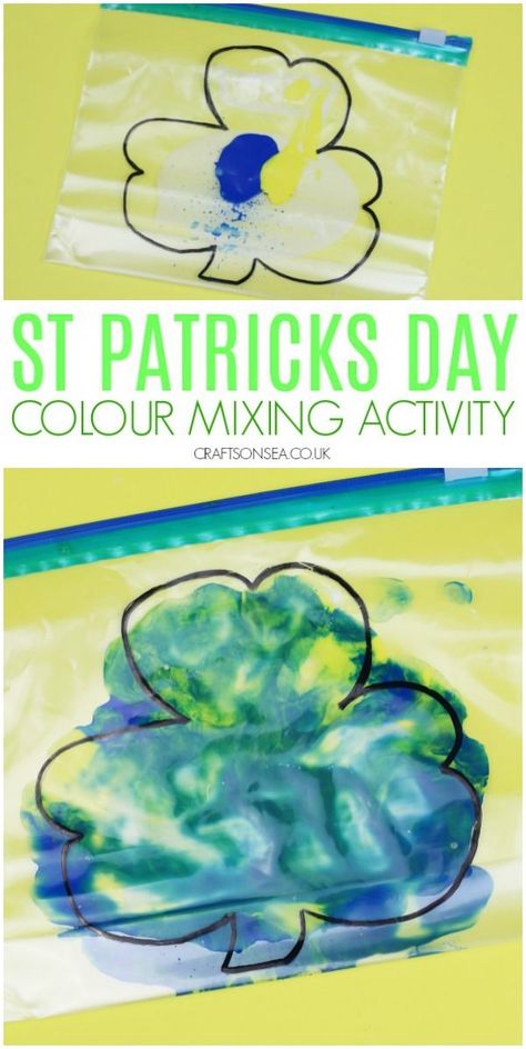 St Patricks Day crafts for kids toddlers colour mixing activity #stpatricksday #kidsactivities #kidscrafts Easy St Patrick's Day Crafts For Kids, St Patricks Day Toddler Activities, St Patrick’s Day Activities For Toddlers, Toddler St Patricks Day Crafts, March Activities For Toddlers, St Patrick’s Day Crafts For Toddlers, St Patrick’s Crafts, March Crafts For Toddlers, March Projects